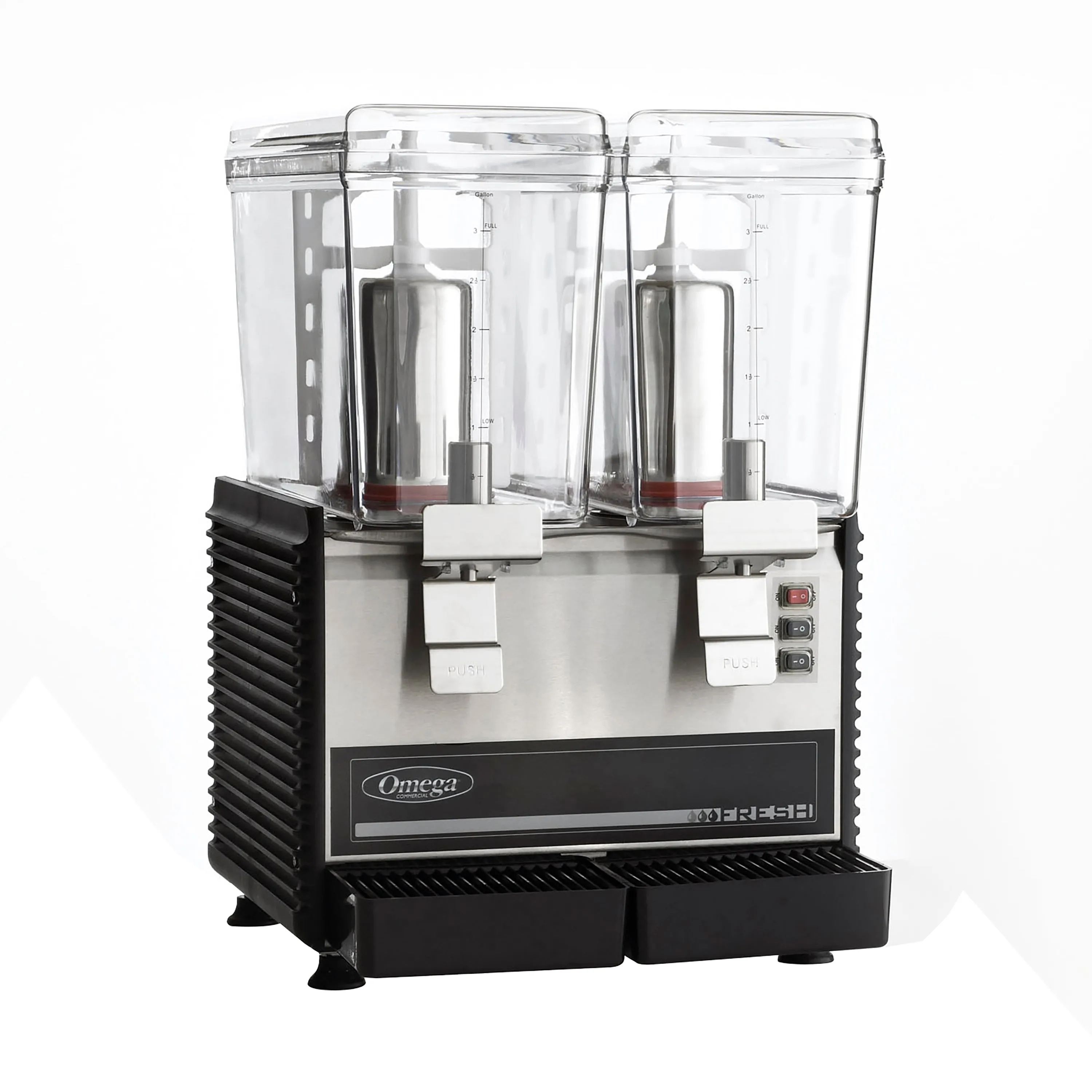 Omega - OSD20. Omega Fresh Double Chamber 3-Gallon Bowl Drink Dispenser. in Black/Stainless Steel