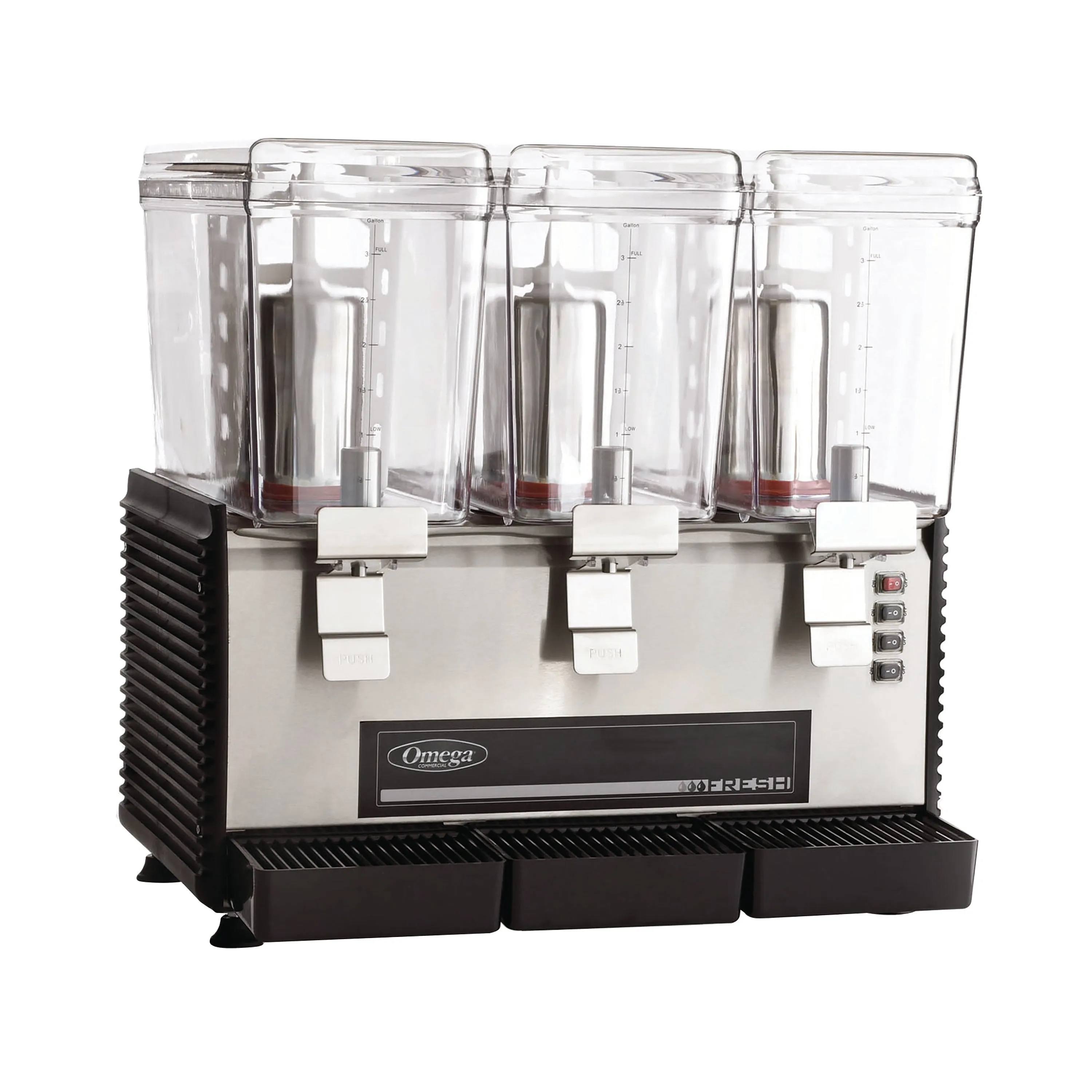 Omega - OSD30. Omega Fresh Triple Chamber 3-Gallon Bowl Drink Dispenser. in Black/Stainless Steel