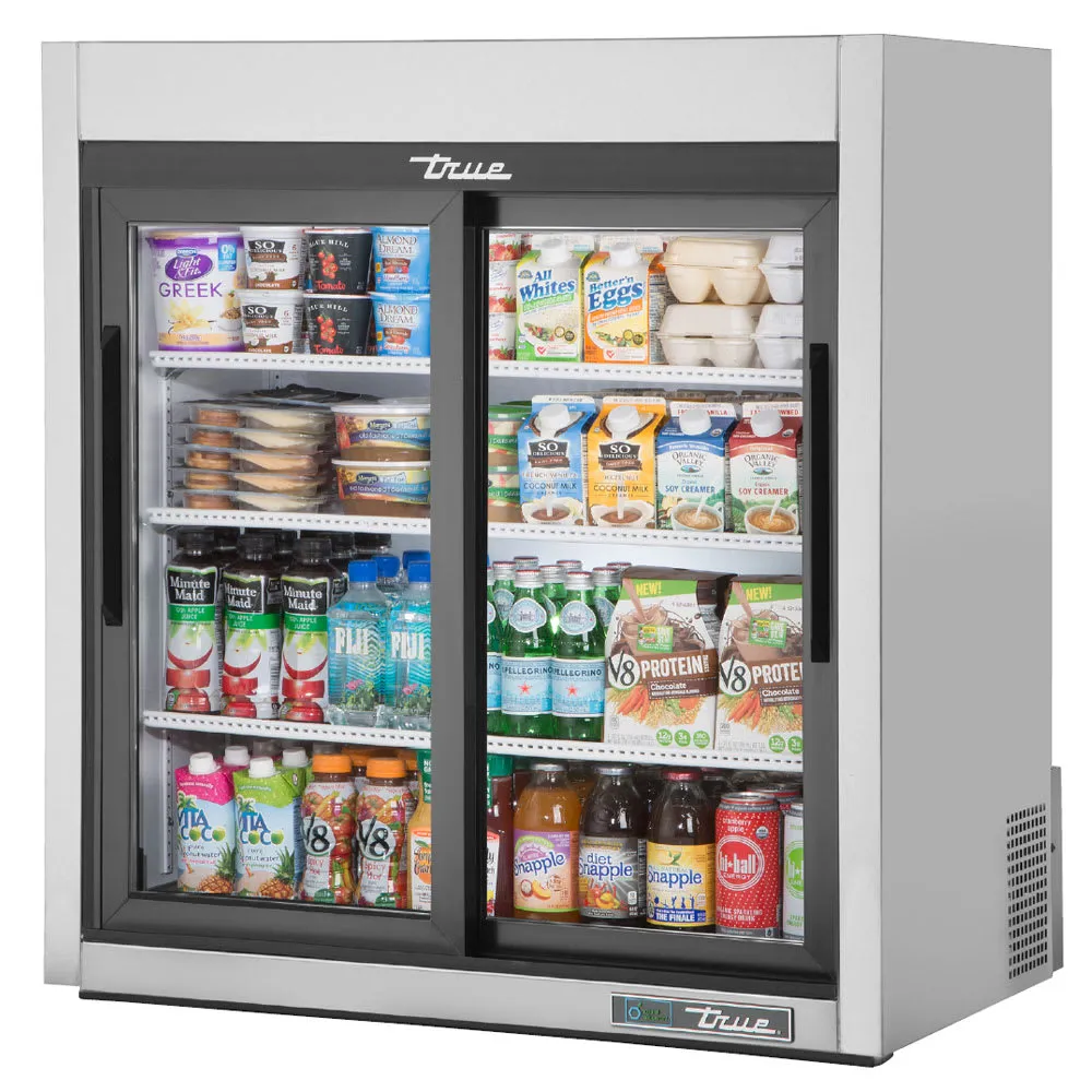 True GDM-09-SQ-S-HC-LD 36 Countertop Refrigerator w/ Front Access - Sliding Doors. Stainless. 115v