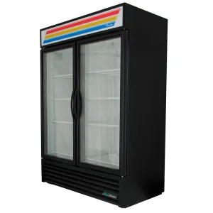 True GDM-49F-HC~TSL01 54 1/8 Two Section Display Freezer w/ Swing Doors - Bottom Mount Compressor. Black. 115/208230v/1ph