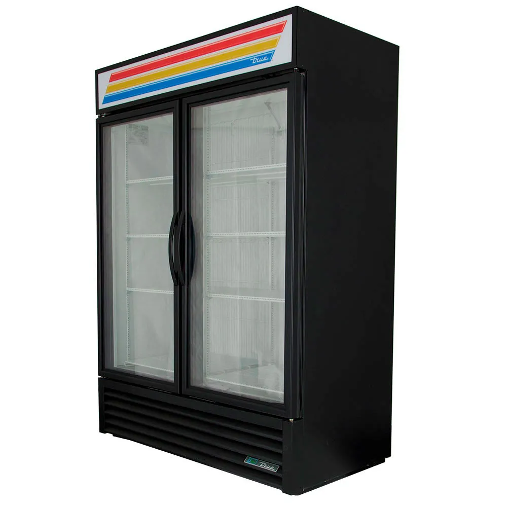 True GDM-49F-HC~TSL01 54 1/8 Two Section Display Freezer w/ Swing Doors - Bottom Mount Compressor. Black. 115/208230v/1ph