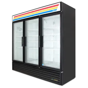 True GDM-72F-HC~TSL01 78 Three Section Display Freezer w/ Swing Doors - Bottom Mount Compressor. Black. 115/208-230v/1ph