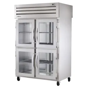 True STA2RPT-4HG-2S-HC 52 3/5 Two Section Pass Thru Refrigerator. (4) Left/Right Hinge Glass Doors. 115v
