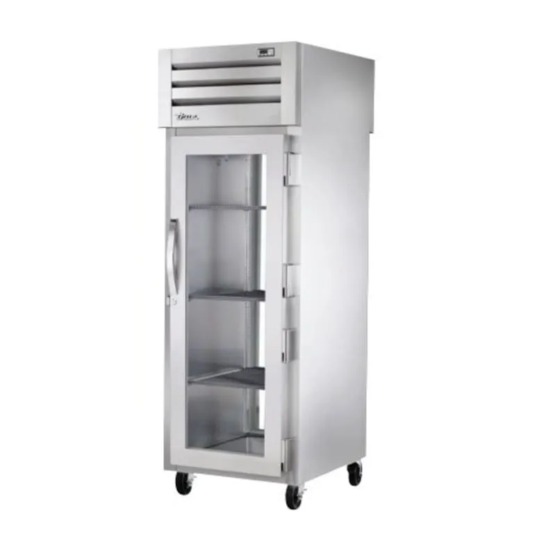 True STR1RPT-1G-1G-HC 27 1/2 One Section Pass Thru Refrigerator. (1) Right Hinge Glass Door. 115v