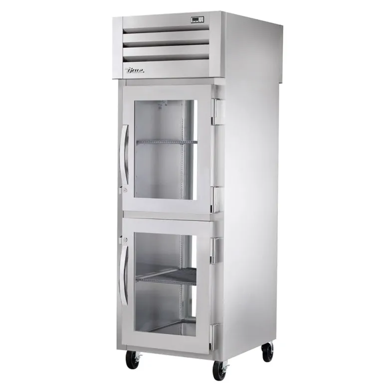 True STR1RPT-2HG-1G-HC 27 1/2 One Section Pass Thru Refrigerator. (2) Right Hinge Glass Doors. 115v