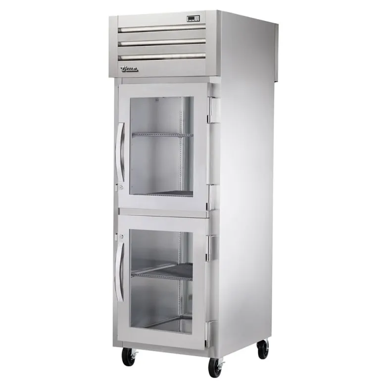 True STR1RPT-2HG-1S-HC 27 1/2 One Section Pass Thru Refrigerator. (2) Right Hinge Glass Doors. 115v