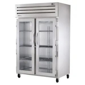 True STR2R-2G-HC 52 3/5 Two Section Reach In Refrigerator. (2) Left/Right Hinge Glass Doors. 115v