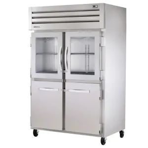 True STR2R-2HG/2HS-HC 52 3/5 Two Section Reach In Refrigerator. (2) Glass Doors. (2) Solid Doors. Left/Right Hinge. 115v