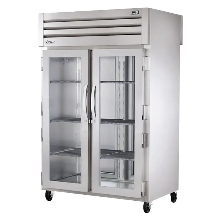 True STR2RPT-2G-2S-HC 52 3/5 Two Section Pass Thru Refrigerator. (2) Left/Right Hinge Glass Doors. 115v