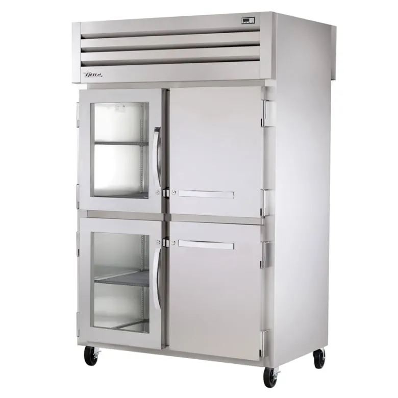 True STR2RPT-2HG/2HS-2G-HC 52 3/5 Two Section Pass Thru Refrigerator. (2) Glass Doors. (2) Solid Doors. Left/Right Hinge. 115v