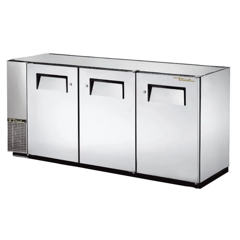 True TBB-24GAL-72-S-HC. Commercial 71-7/8 Bar Refrigerator - 3 Swinging Solid Doors. Stainless. 115v