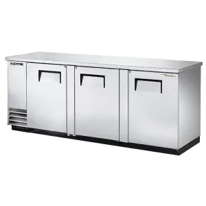 True TBB-4-S-HC 90 3/8 Bar Refrigerator - 3 Swinging Solid Doors. Stainless. 115v