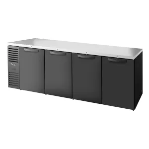 True TBR108-RISZ1-L-B-SSSS-1 108 Bar Refrigerator - 4 Swinging Solid Doors. Black. 115v