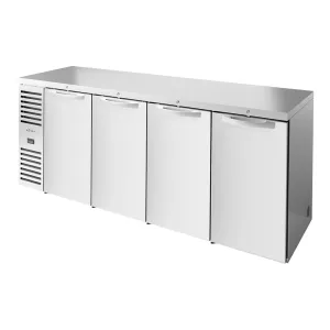 True TBR108-RISZ1-L-S-SSSS-1 108 Bar Refrigerator - 4 Swinging Solid Doors. Stainless. 115v