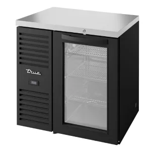 True TBR32-RISZ1-L-B-G-1 32 Bar Refrigerator - 1 Swinging Glass Door. Black. 115v