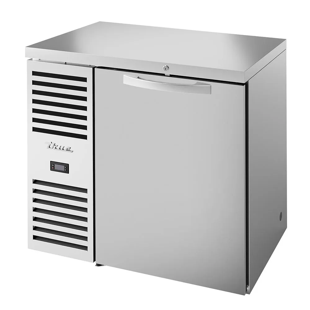 True TBR36-RISZ1-L-S-S-1 36 Bar Refrigerator - 1 Swinging Solid Door. Stainless. 115v