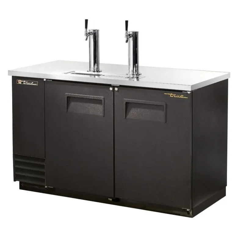 True TDD-2-HC 59 Kegerator Beer Dispenser w/ (2) Keg Capacity - (2) Columns. Black. 115v