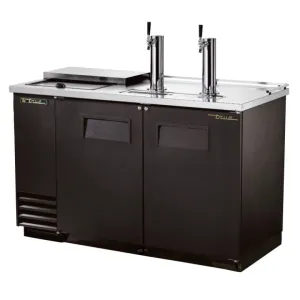 True TDD-2CT-HC 59 Kegerator Beer Dispenser w/ (2) Keg Capacity - (2) Columns. Black. 115v