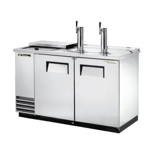 True TDD-2CT-S-HC 59 Kegerator Beer Dispenser w/ (2) Keg Capacity - (2) Columns. Stainless. 115v