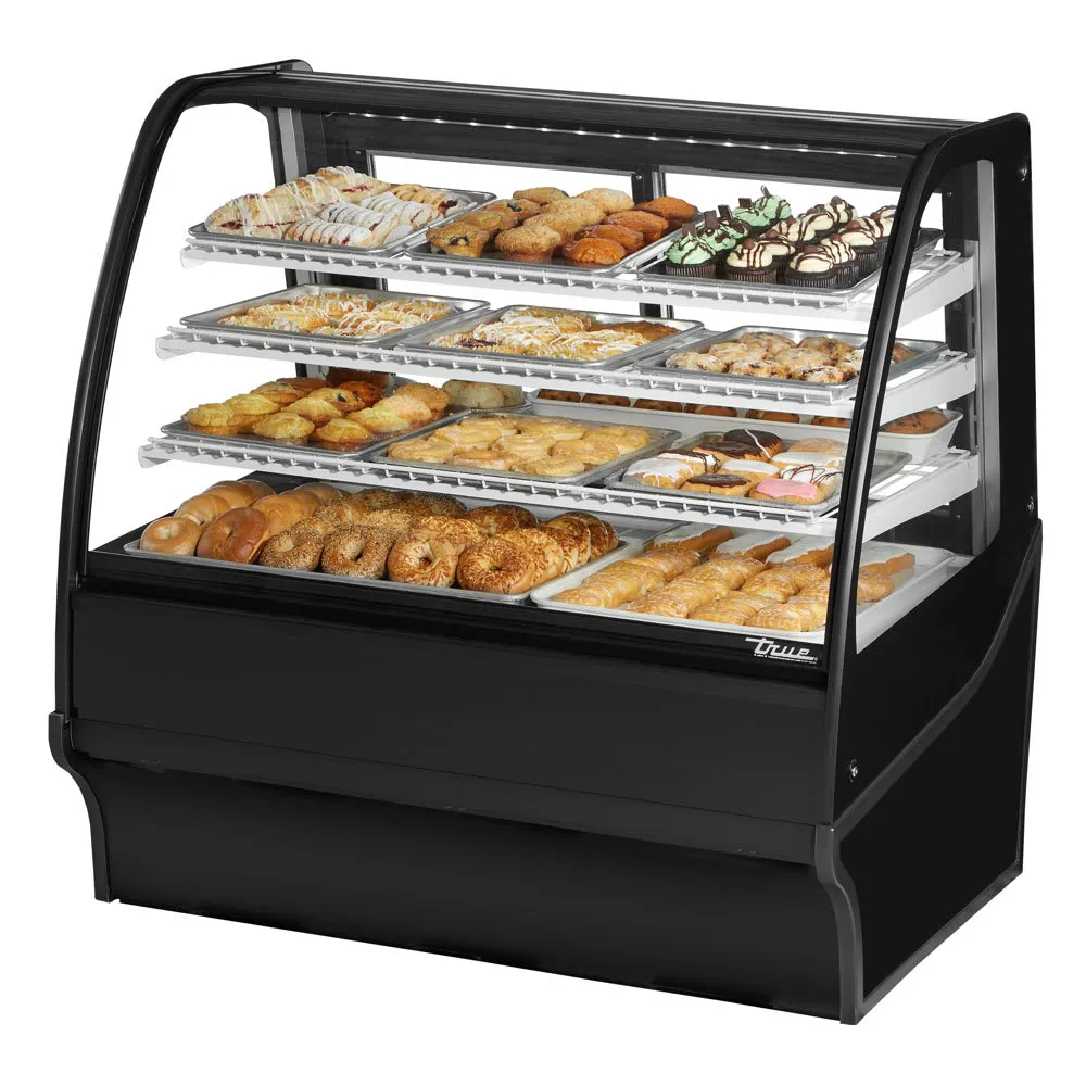 True TDM-DC-48-GE/GE-B-W 48 1/4 Full Service Dry Bakery Case w/ Curved Glass - (4) Levels. 115v
