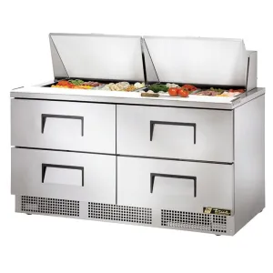 True TFP-64-24M-D-4. Commercial 64 Sandwich/Salad Prep Table w/ Refrigerated Base. 115v