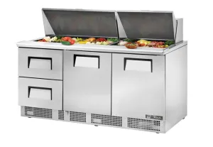 True TFP-72-30M-D-2. Commercial 72 Sandwich/Salad Prep Table w/ Refrigerated Base. 115v