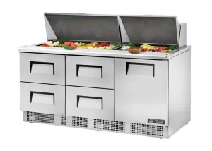 True TFP-72-30M-D-4. Commercial 72 Sandwich/Salad Prep Table w/ Refrigerated Base. 115v