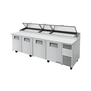 True TPP-AT-119-HC~SPEC3. Commercial 119-1/4 4 Door 8 shelves Food Prep Table 15 pans