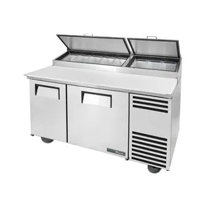 True TPP-AT-60-HC~SPEC3. Commercial 60-1/4 Pizza Prep Table. 60 1/4 Wide. 2 Doors. 4 Shelves. 8 Pans