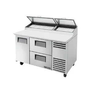 True TPP-AT-60D-2-HC. Commercial 60 Pizza Prep Table w/ Refrigerated Base. 115v