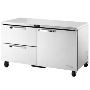 True TUC-60-32D-2-HC~SPEC3 60 W Undercounter Refrigerator w/ (2) Sections. (1) Door & (2) Drawers. 115v