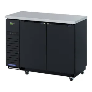 Turbo Air TBB-24-48SBD-N6 49 1/8 Bar Refrigerator - 2 Swinging Solid Doors. Black. 115v