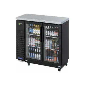 Turbo Air TBB-24-48SGD-N 49 1/8 Bar Refrigerator - 2 Swinging Glass Doors. Black. 115v