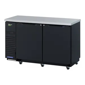 Turbo Air TBB-24-60SBD-N6 61 1/8 Bar Refrigerator - 2 Swinging Solid Doors. Black. 115v