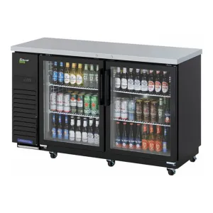 Turbo Air TBB-24-60SGD-N 61 1/8 Bar Refrigerator - 2 Swinging Glass Doors. Black. 115v