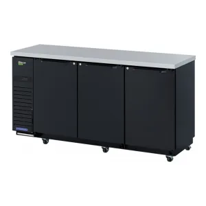 Turbo Air TBB-24-72SBD-N6 73 1/8 Bar Refrigerator - 3 Swinging Solid Doors. Black. 115v