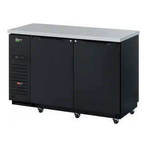 Turbo Air TBB-2SBD-N6 58 3/4 Bar Refrigerator - 2 Swinging Solid Doors. Black. 115v