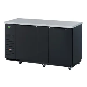 Turbo Air TBB-3SBD-N6 69 Bar Refrigerator - 2 Swinging Solid Doors. Black. 115v