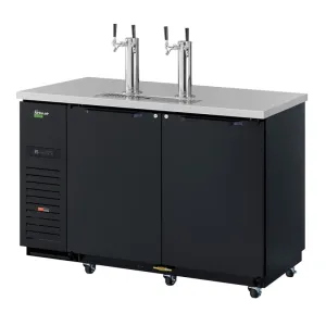 Turbo Air TBD-2SBD-N6 58 3/4 Kegerator Beer Dispenser w/ (2) 1/2 Barrel Capacity - (2) Columns. Black. 115v