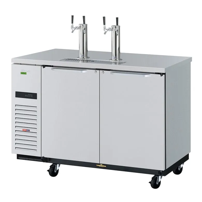 Turbo Air TBD-2SDD-N6 58 3/4 Kegerator Beer Dispenser w/ (2) 1/2 Barrel Capacity - (2) Columns. Stainless. 115v