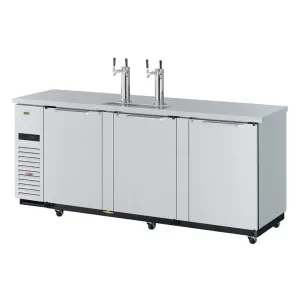 Turbo Air TBD-4SDD-N 90 3/8 Kegerator Beer Dispenser w/ (4) 1/2 Barrel Capacity - (2) Columns. Stainless. 115v