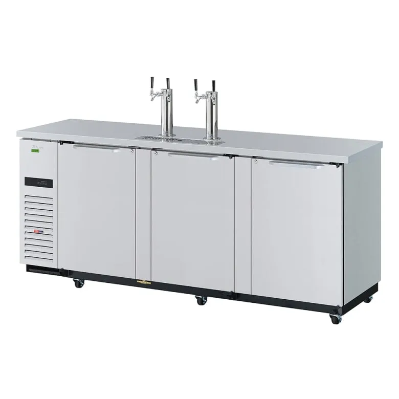 Turbo Air TBD-4SDD-N 90 3/8 Kegerator Beer Dispenser w/ (4) 1/2 Barrel Capacity - (2) Columns. Stainless. 115v