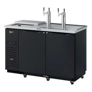 Turbo Air TCB-2SBD-N6 58 7/8 Kegerator Beer Dispenser w/ (2) 1/2 Barrel Capacity - (2) Columns. Black. 115v