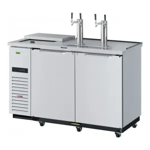 Turbo Air TCB-2SDD-N6 58 7/8 Kegerator Beer Dispenser w/ (2) 1/2 Barrel Capacity - (2) Columns. Stainless. 115v