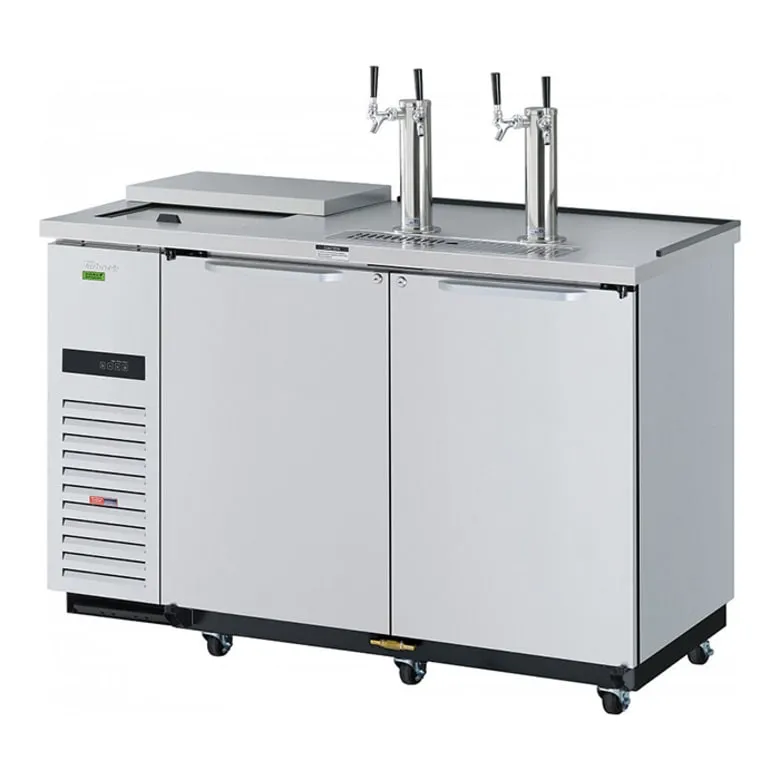 Turbo Air TCB-2SDD-N6 58 7/8 Kegerator Beer Dispenser w/ (2) 1/2 Barrel Capacity - (2) Columns. Stainless. 115v