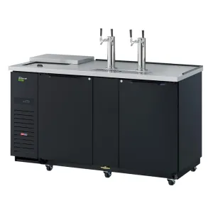 Turbo Air TCB-3SBD-N6 69 1/8 Kegerator Beer Dispenser w/ (3) 1/2 Barrel Capacity - (2) Columns. Black. 115v