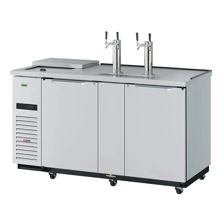 Turbo Air TCB-3SDD-N6 69 1/8 Kegerator Beer Dispenser w/ (3) 1/2 Barrel Capacity - (2) Columns. Stainless. 115v