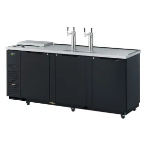 Turbo Air TCB-4SBD-N 90 3/8 Kegerator Beer Dispenser w/ (4) 1/2 Barrel Capacity - (2) Columns. Black. 115v