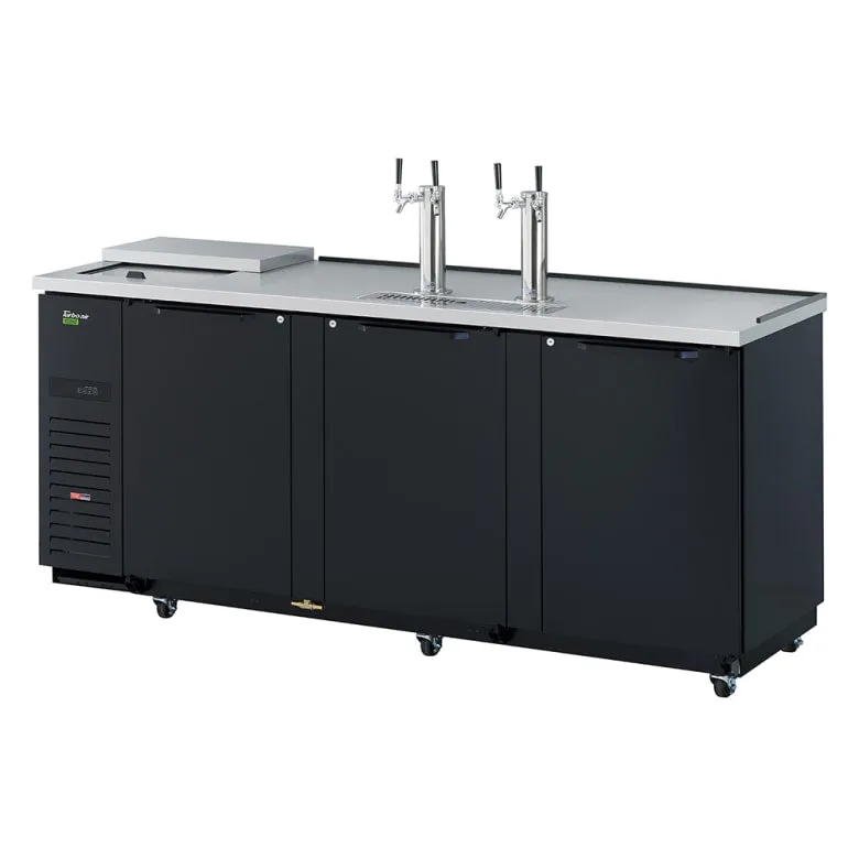 Turbo Air TCB-4SBD-N 90 3/8 Kegerator Beer Dispenser w/ (4) 1/2 Barrel Capacity - (2) Columns. Black. 115v
