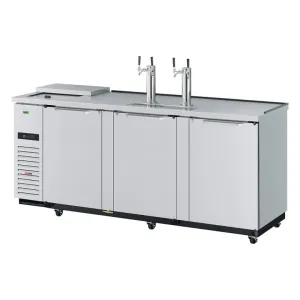 Turbo Air TCB-4SDD-N 90 3/8 Kegerator Beer Dispenser w/ (4) 1/2 Barrel Capacity - (2) Columns. Stainless. 115v